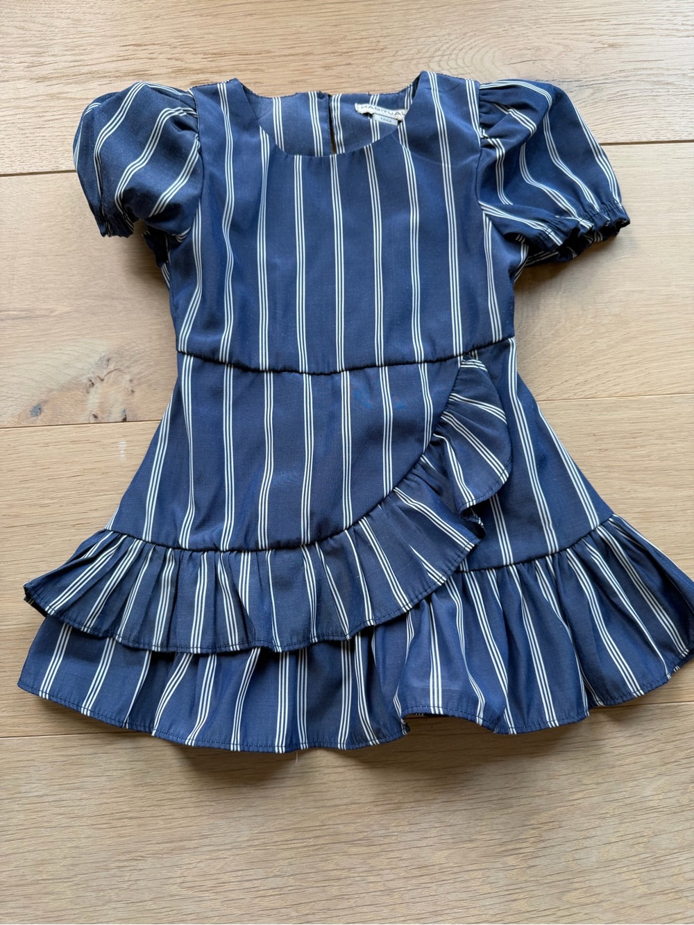 Habitual Baby Girl Blue Striped Ruffle Dress + Bloomers Set 12M - Picture 2 of 5